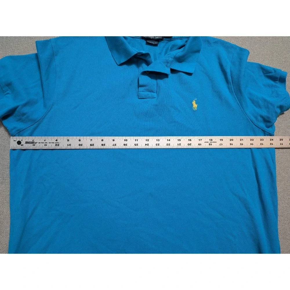 Polo Ralph Lauren Men's Polo Shirt XXL Turquoise Custom Fit Cotton Pique Pony